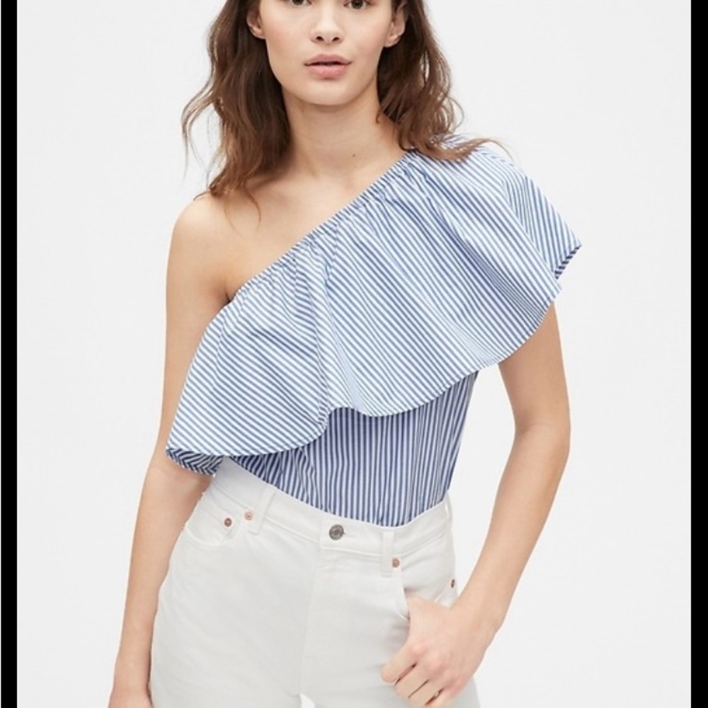 NWT GAP Blue Striped One-Shoulder Top